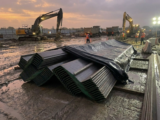 Z-type steel sheet piles stockyard